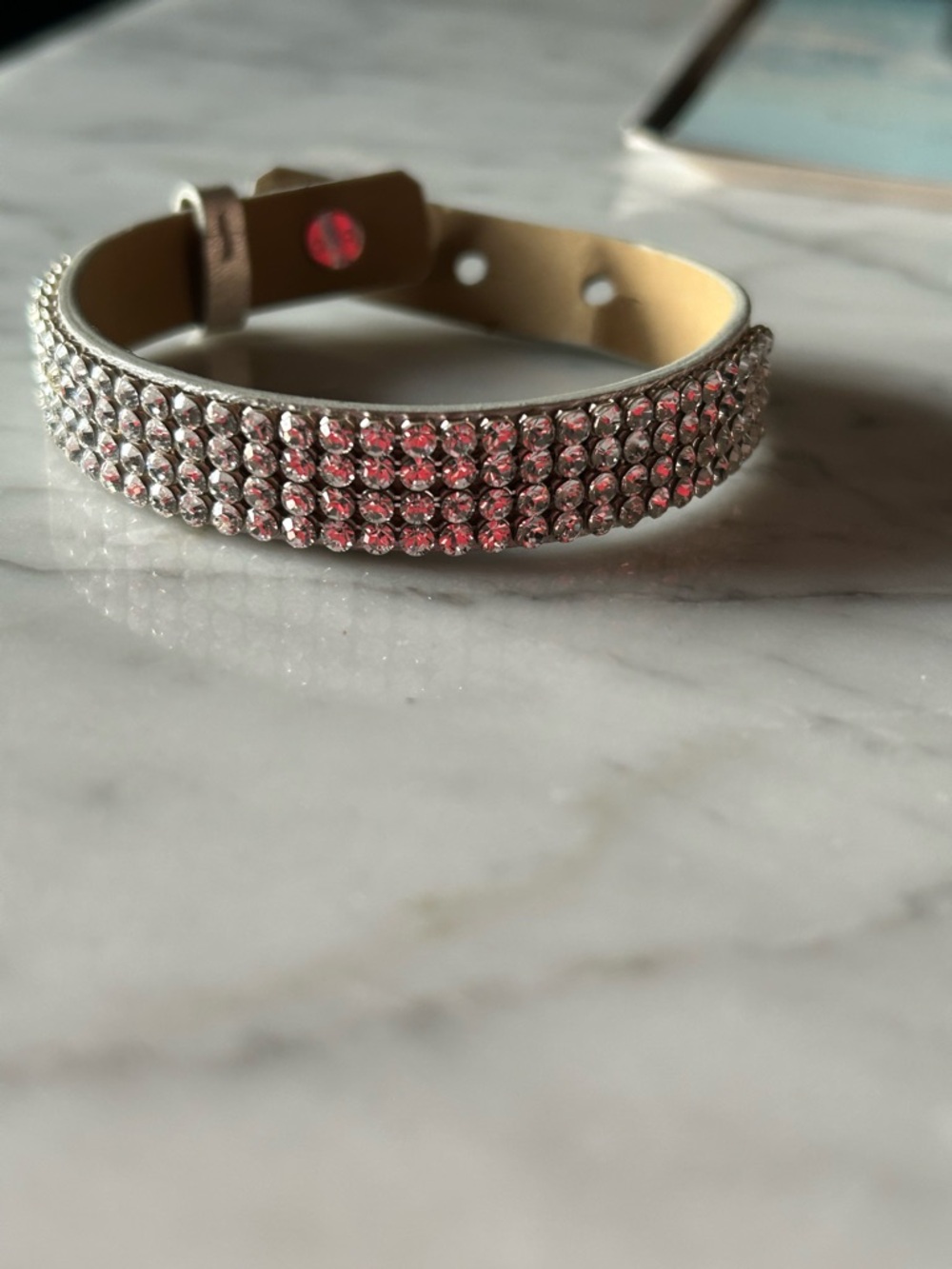 Swarovski silver toned bracelet with silver leather bracelet